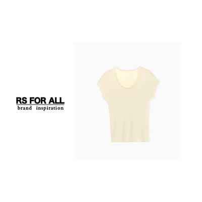 RS FOR ALL  【小飞袖】三醋酸莱赛尔U领针织打底上衣RSJX6151