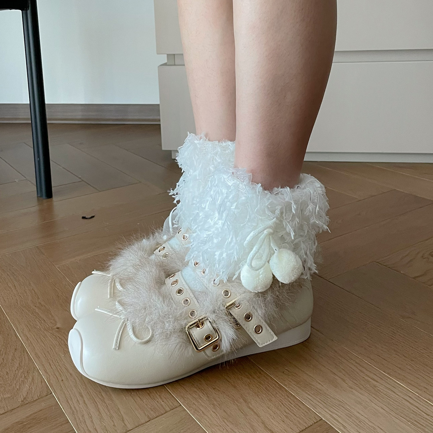 洛丽塔仿貂毛懒兔毛白色毛毛短袜女冬季保暖加绒羽毛花边袜子秋冬,女士内衣/男士内衣/家居服,短袜,淘宝优惠券,粉丝福利购,淘宝优惠卷