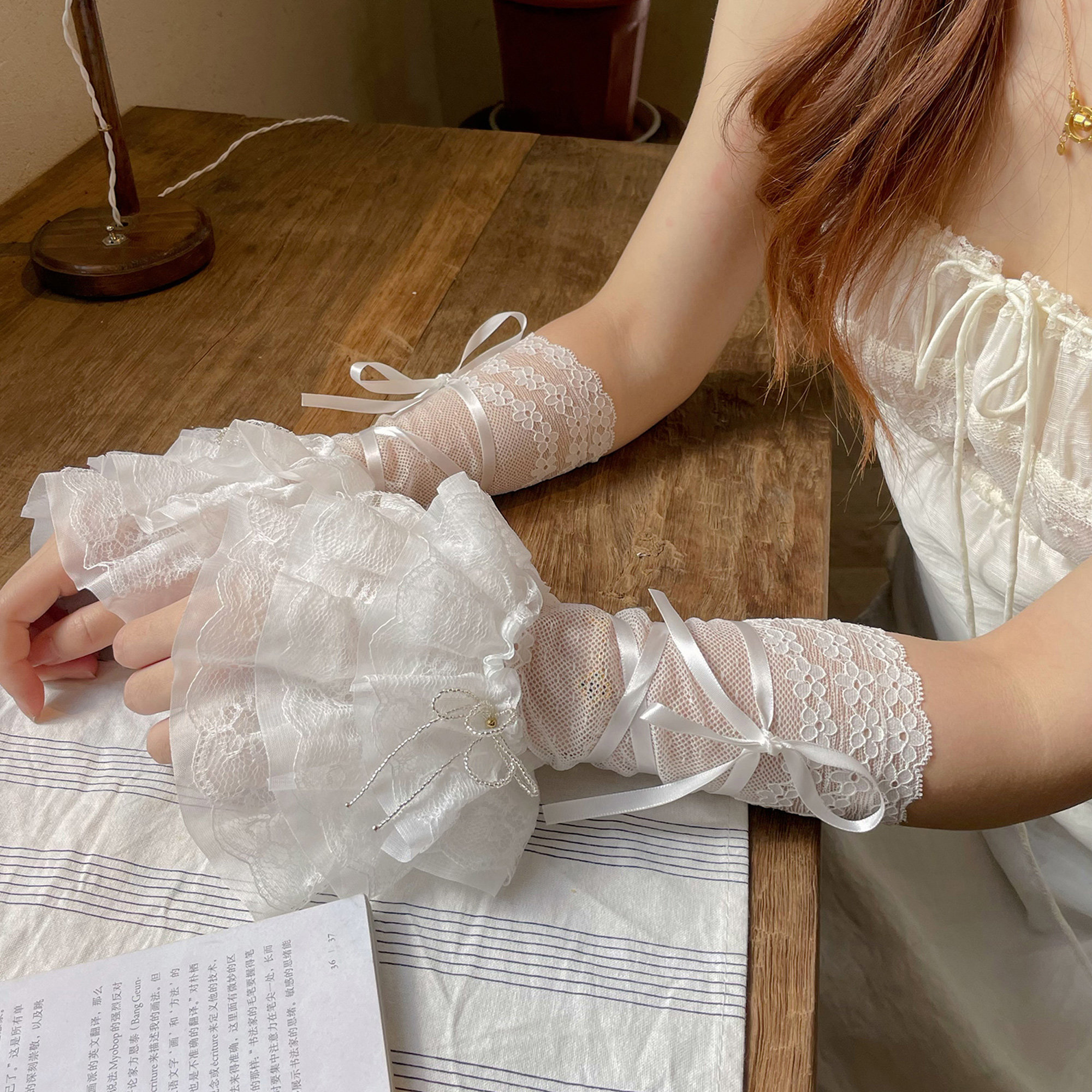 芭蕾风洛丽塔绑带手袖甜美蝴蝶结蕾丝花边百搭薄款拼接蕾丝袖套女,服饰配件/皮带/帽子/围巾,防晒袖套,淘宝优惠券,粉丝福利购,淘宝优惠卷