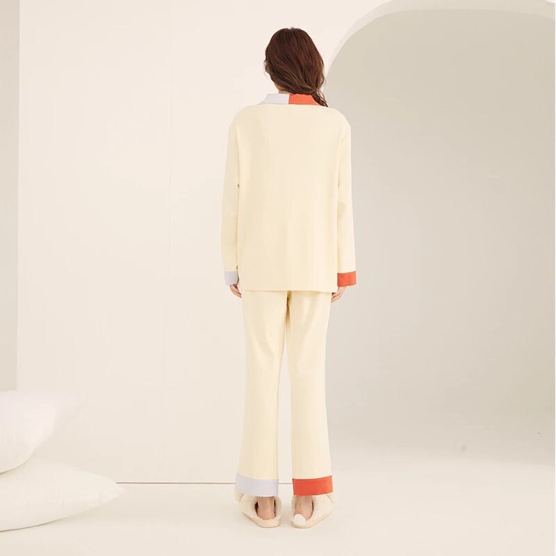 임신 색상 봄과 가을 친수성 면화 가정 의류 느슨하고 편안한 간호 복 감금 복장 잠옷