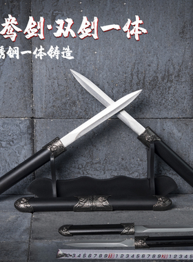 鸳鸯剑不锈钢一体短剑短刀双手剑车载防身宝剑玩具鱼肠剑 未开刃