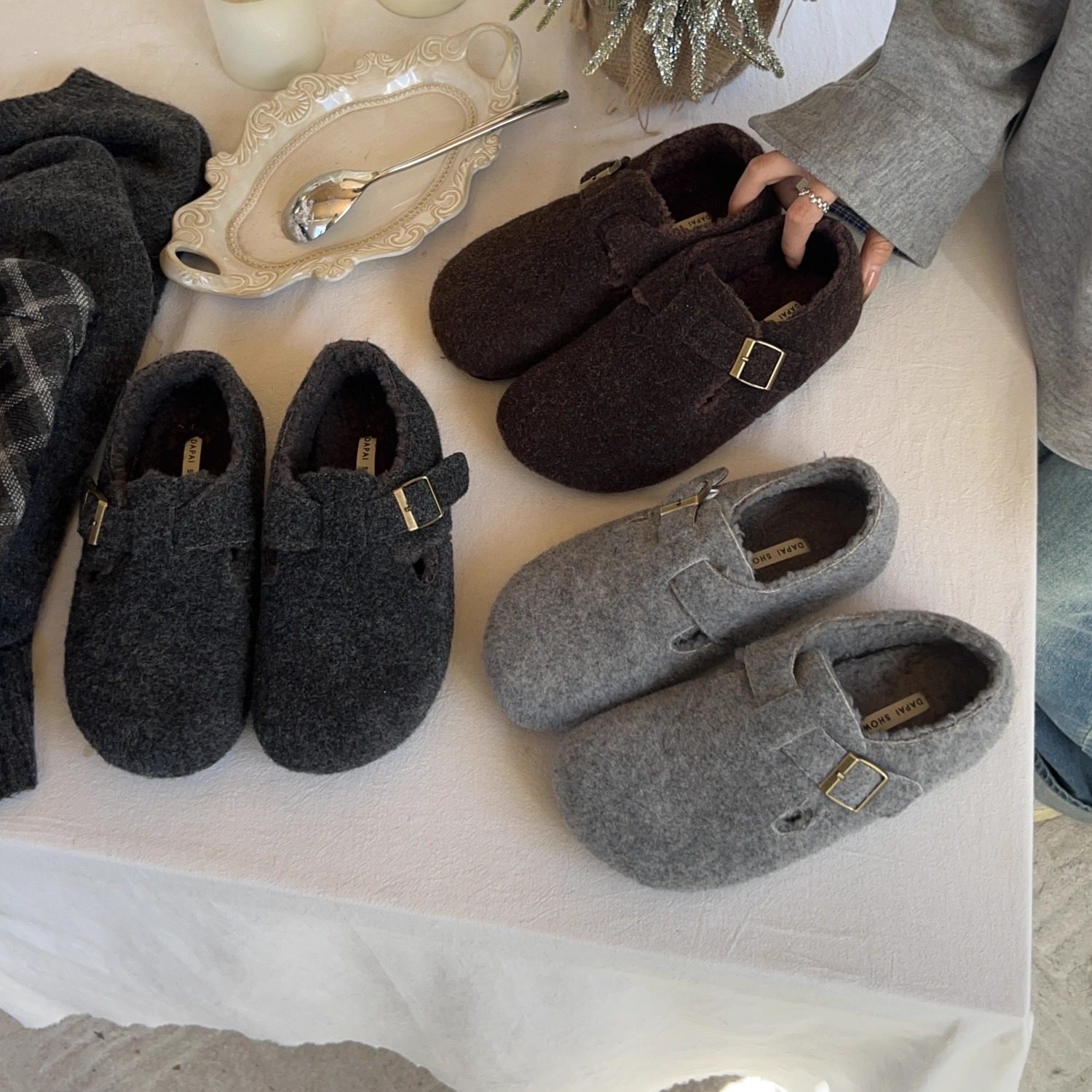 复古圆头毛毡加绒勃肯鞋女2025秋冬季加绒毛毛鞋一脚蹬保暖棉瓢鞋,女鞋,勃肯鞋/软木鞋,淘宝优惠券,粉丝福利购,淘宝优惠卷