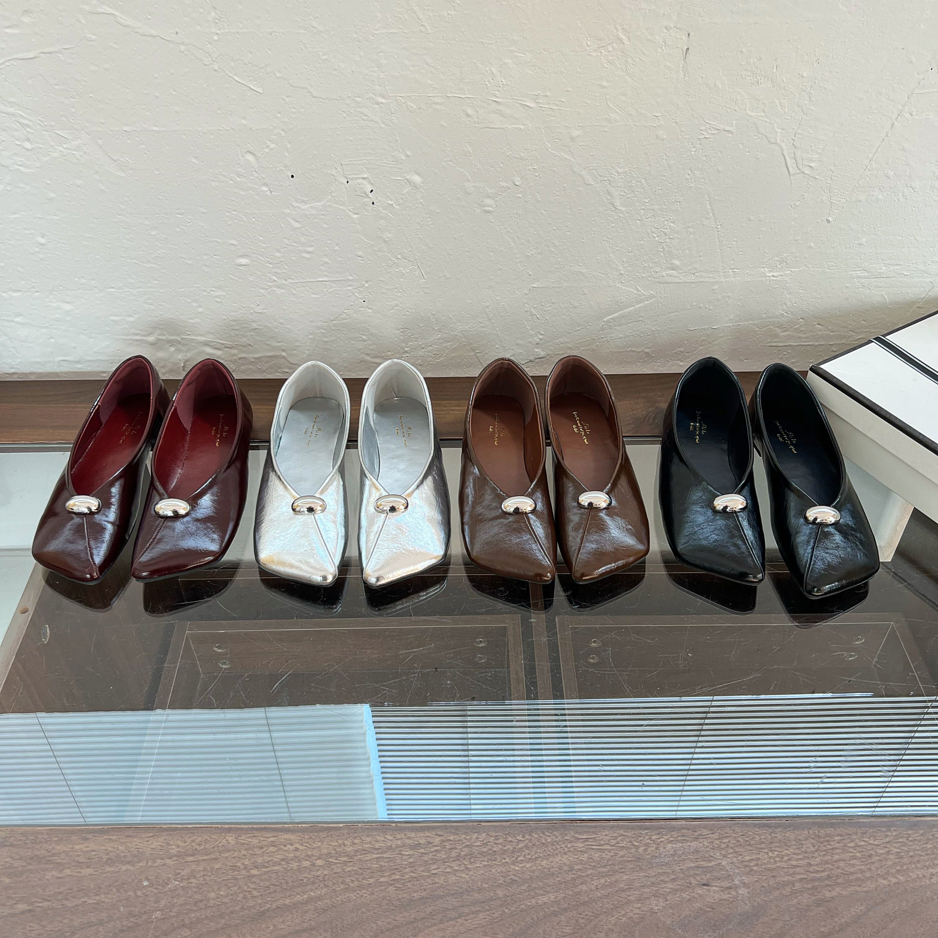 法式方头金属扣浅口单鞋女平底一脚蹬百搭通勤鞋真皮豆豆鞋不累脚,女鞋,浅口单鞋,淘宝优惠券,粉丝福利购,淘宝优惠卷