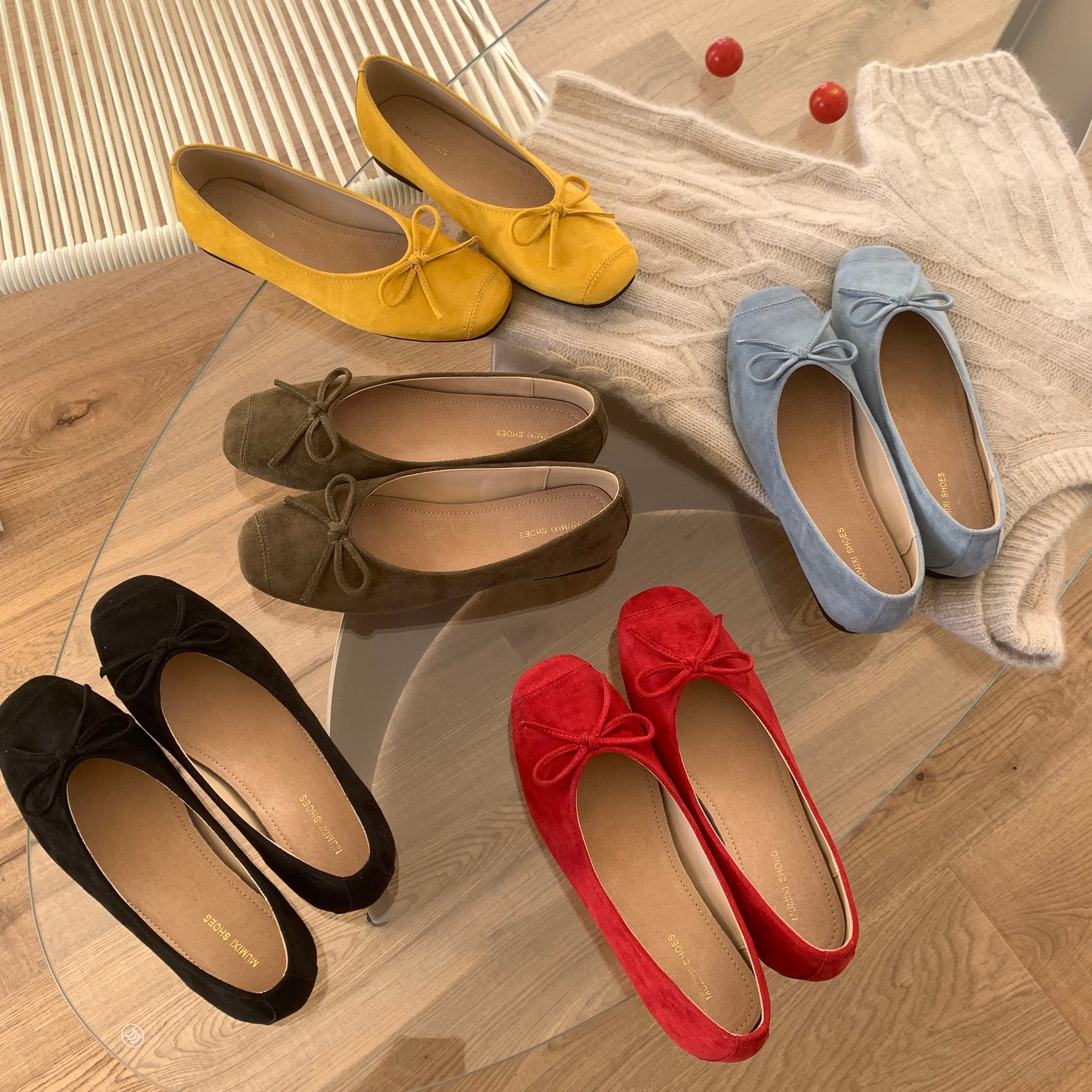 法式复古风蝴蝶结浅口单鞋女平底一脚蹬芭蕾舞鞋绒面方头豆豆鞋春,女鞋,浅口单鞋,淘宝优惠券,粉丝福利购,淘宝优惠卷