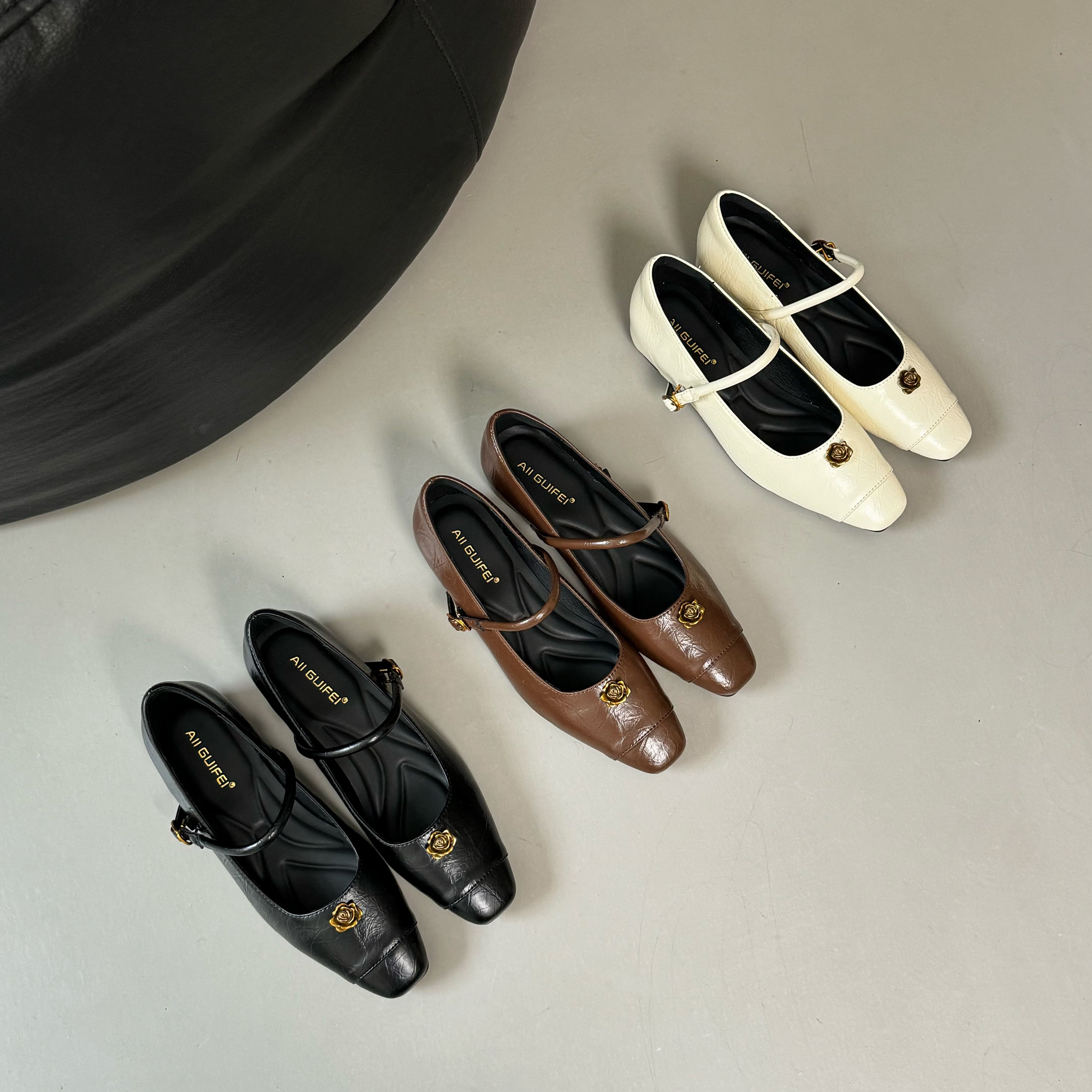 复古方头浅口单鞋女一字扣带内增高金属装饰玛丽珍鞋真皮时尚瓢鞋,女鞋,浅口单鞋,淘宝优惠券,粉丝福利购,淘宝优惠卷