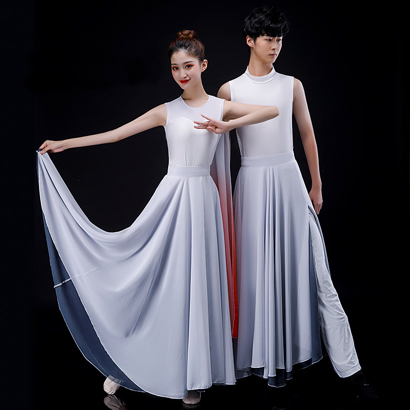 共和国之恋大合唱服装出租 渐变大摆裙男女现代舞蹈演出服饰租赁