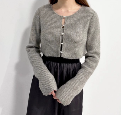 日单日元cocodea*l家 日系珍珠含羊毛针织背心开衫两件套73631388