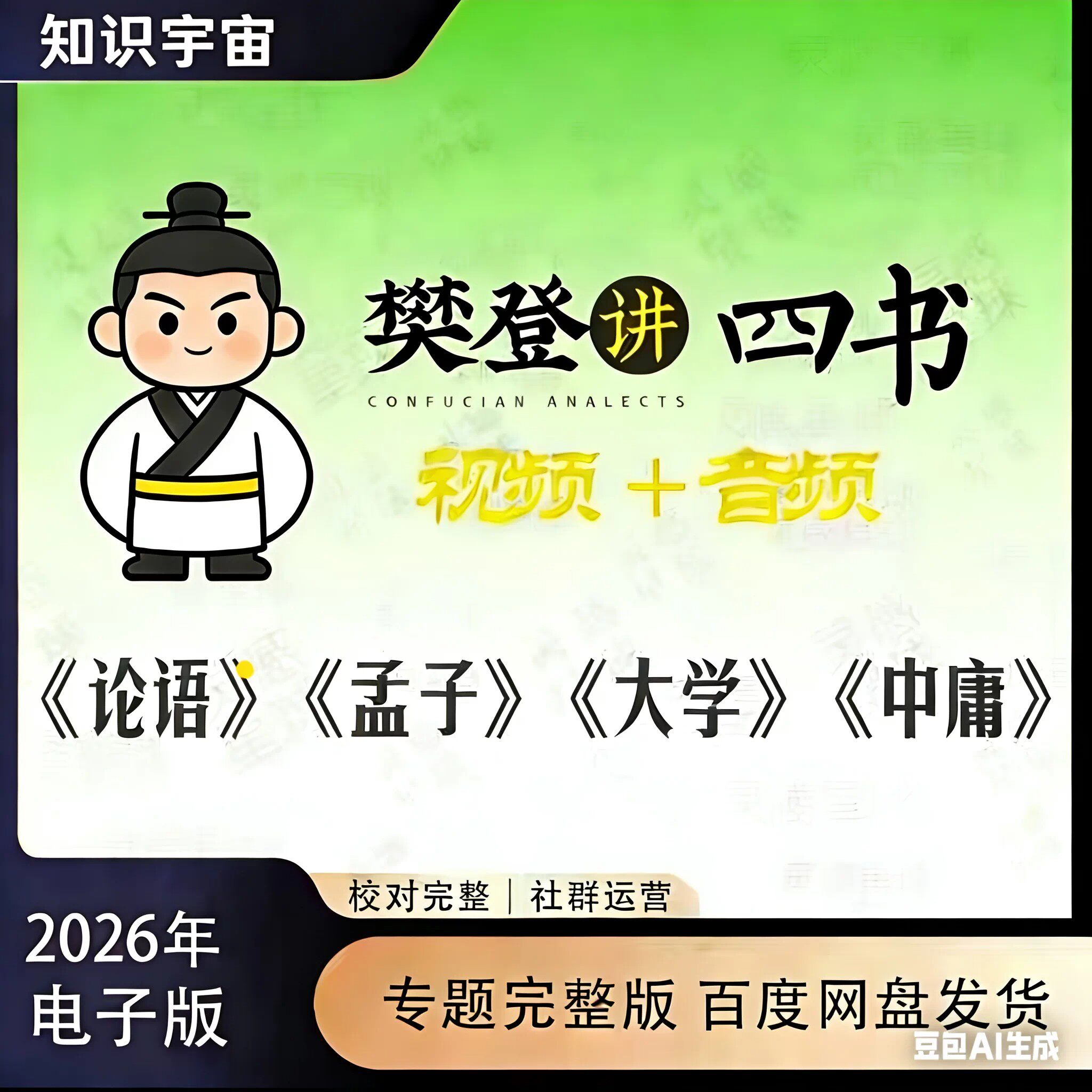 2026樊登讲四书音频+视频讲论语讲孟子讲大学讲中庸全套