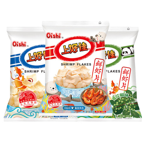 8月新日期上好佳鲜虾片30g办公室儿童零食大礼包薯片膨化休闲食品