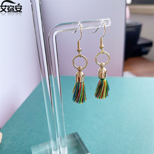 流苏耳环短款民族风无耳洞耳夹红色流苏穗子耳坠女小巧精致耳饰品