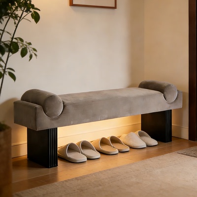 中古风长条换鞋凳客厅玄关