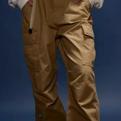 ANB小花刺绣大口袋工装长裤