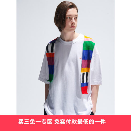 EAFINETAL.撞色拼接宽松短袖T恤