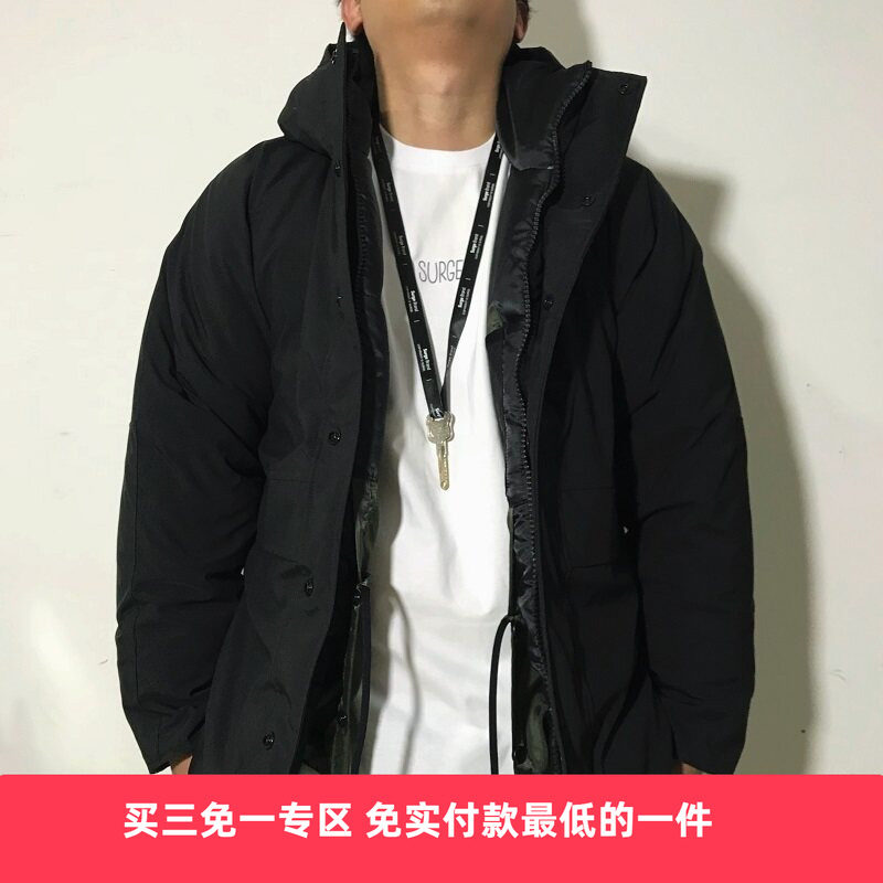 SURGE 新款棉衣男短款连帽夹克潮流男生外套冬季棉服黑色棉袄