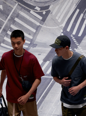 ANB2021春夏/ANB基础素色宽松口袋T恤 灰蓝色/酒红色/军绿色