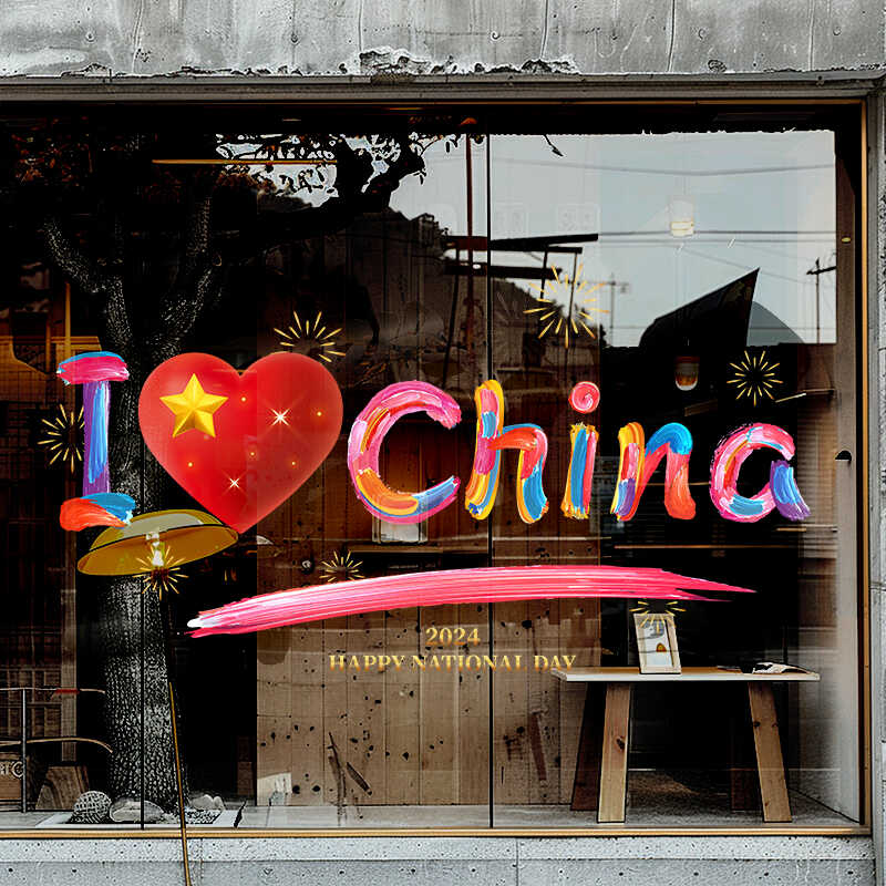 十一中秋国庆节窗贴装饰品
