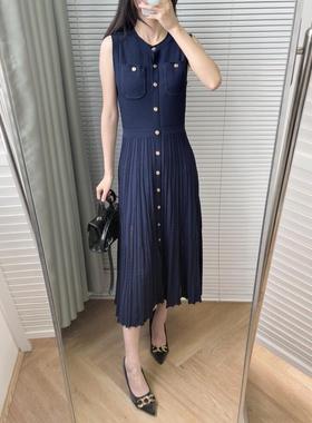 CICI代购m家连衣裙25春夏镂空圆领单排扣无袖背心长裙MFPRO04051