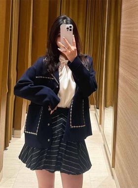 CI代购S家26春夏铆钉宽松西装领纽扣廓形针织外套SFPCA01375