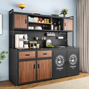 商用办公室公司水吧台一体柜餐边柜水槽茶水间洗杯台咖啡机操作台
