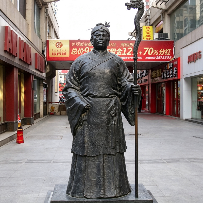 玻璃钢仿铜人物穆桂英历史名人雕像商业街互动打卡纪念馆大型雕塑