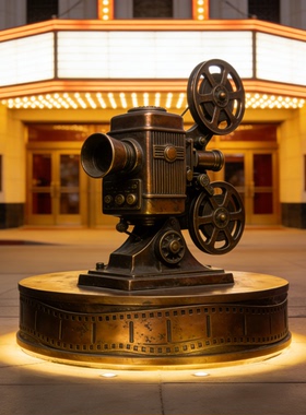 商业街影院铸铜仿铜放映机摆件