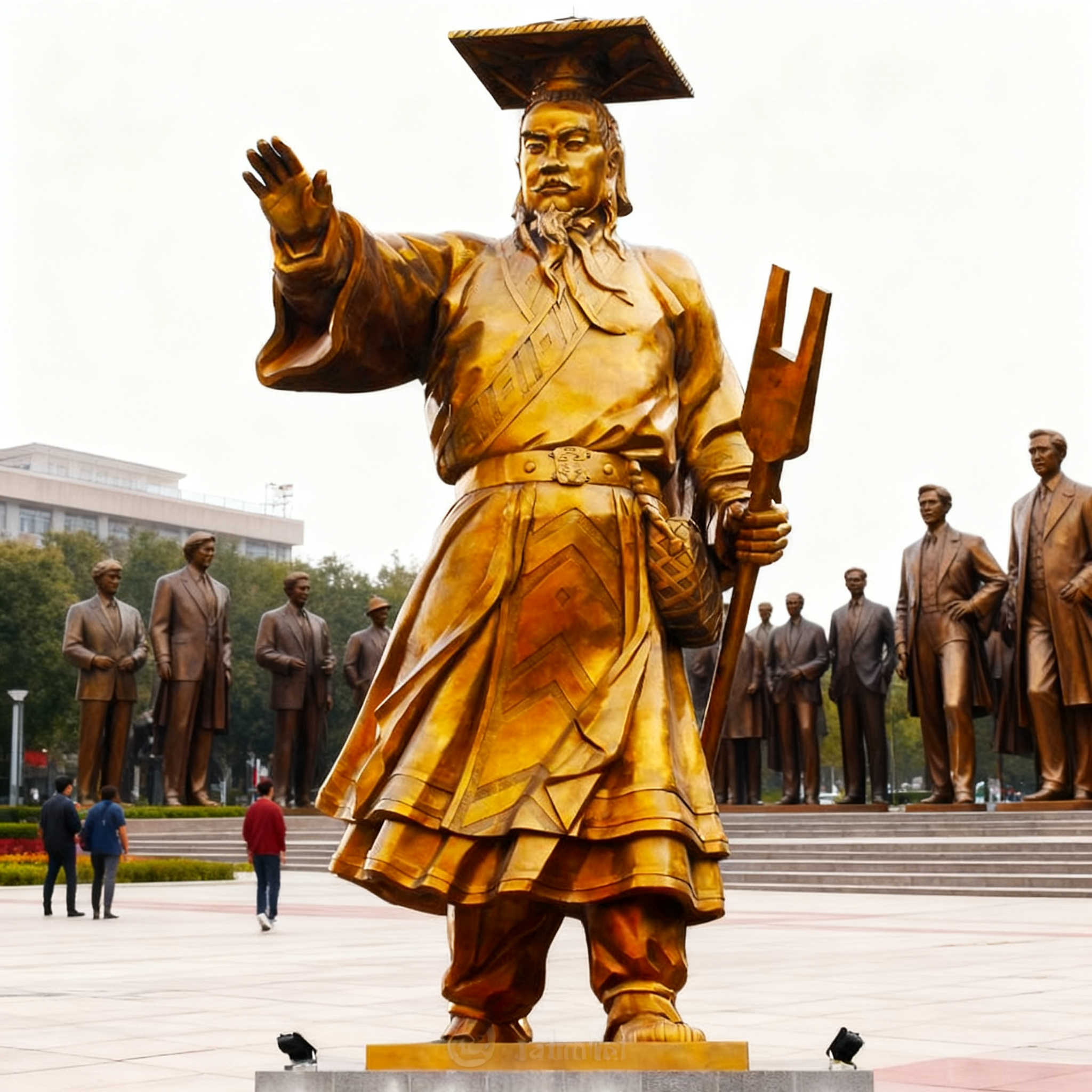 大禹治水景观雕像广场古代公园林玻璃钢铸铜园林人物雕塑制作厂家