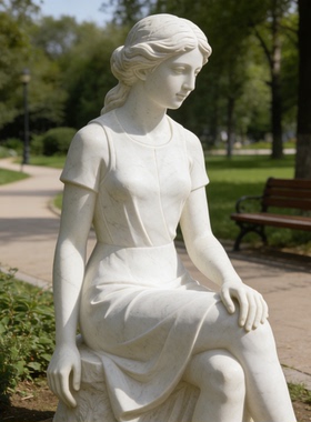 校园创意装饰清风女孩现代艺术抽象汉白玉精品石雕雕塑摆件户外