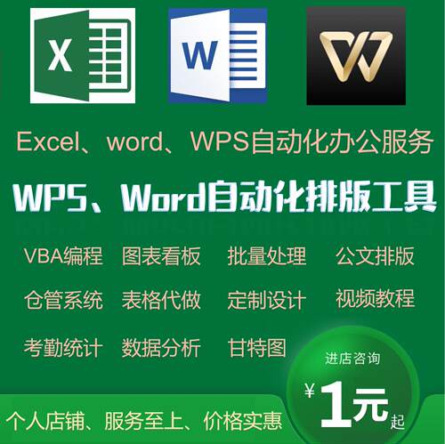 Excel表格制作VBA代做Word排版宏编程序定制作图表设计函数据处理