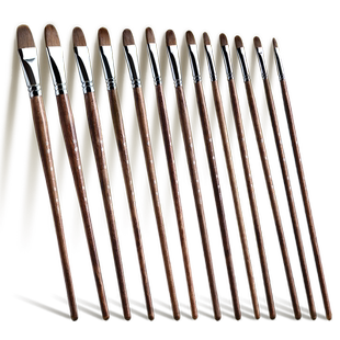 左绘狼毫水粉油画丙烯画笔套装美术生专用水彩水粉丙烯颜料笔鸭舌形圆头排笔画笔刷子初学者水粉工具