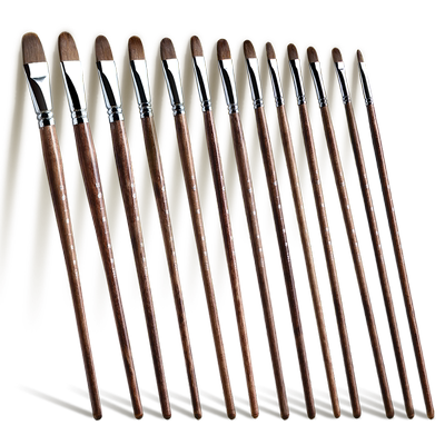 左绘狼毫水粉油画丙烯画笔套装美术生专用水彩水粉丙烯颜料笔鸭舌形圆头排笔画笔刷子初学者水粉工具