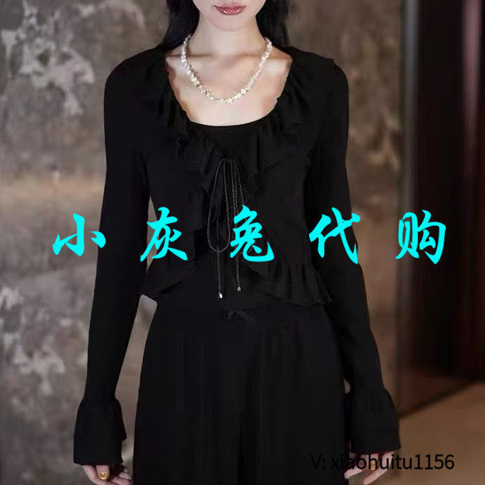 小灰兔专柜正品代购2026新款荷叶花边系带短款喇叭袖披肩540097