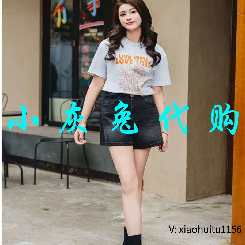 小灰兔专柜正品代购2025夏白色鸢尾花印花短袖T恤130091-42140DK