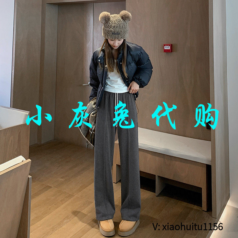 小灰兔专柜正品代购2025秋冬新款加绒休闲松紧腰直筒裤子1107447