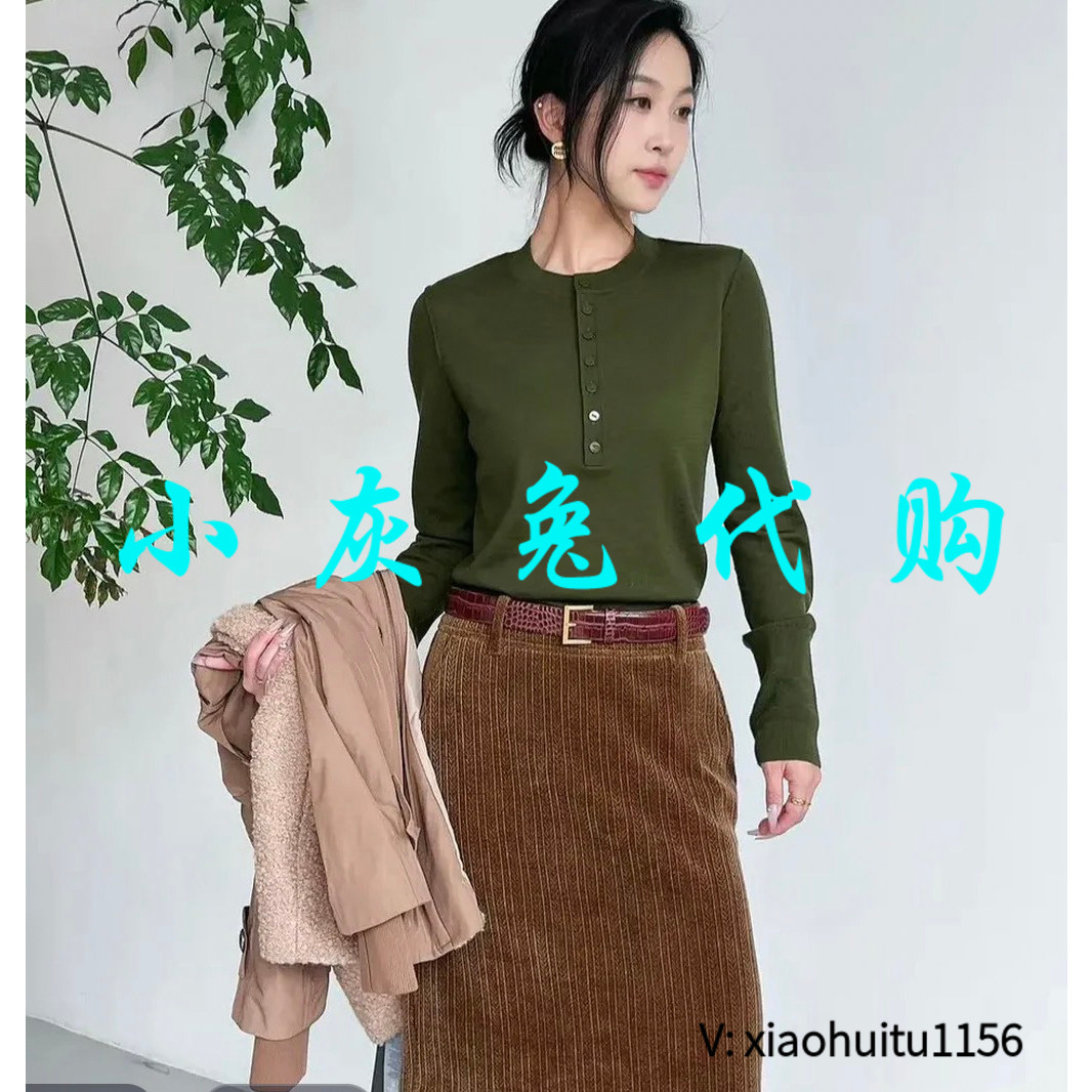 小灰兔专柜正品代购2026秋冬新款圆领长袖纽扣针织打底衫538102