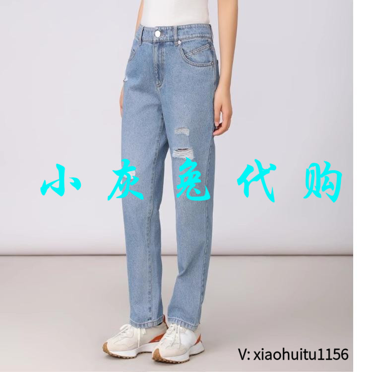 小灰兔专柜正品代购2026秋冬破洞九分牛仔裤 5100334-2069442-001