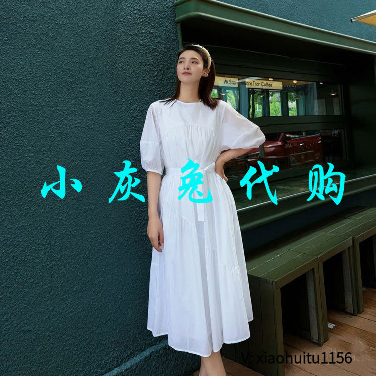 小灰兔专柜正品代购2026夏款抽褶泡泡袖连衣裙收腰550038-1035361