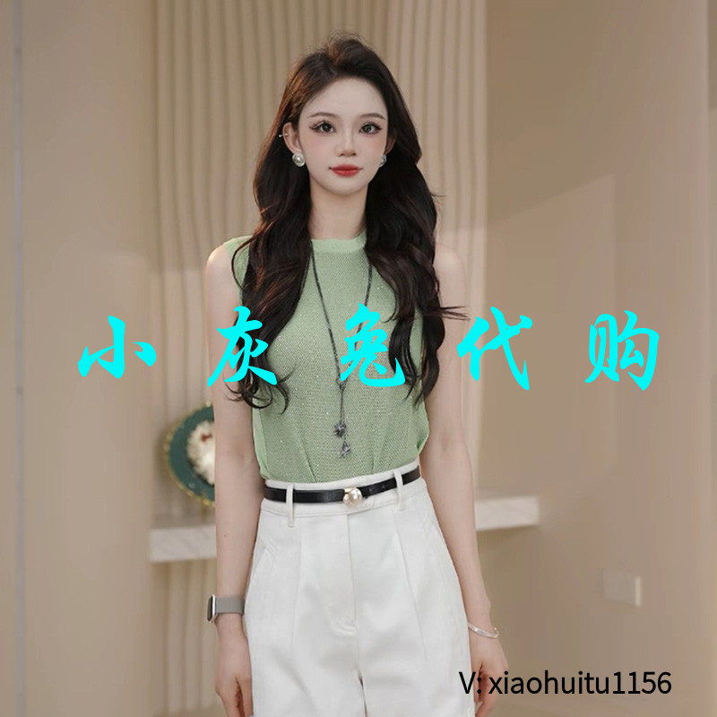 小灰兔专柜正品代购夏季商场同款时尚镂空亮片圆领针织马甲538015