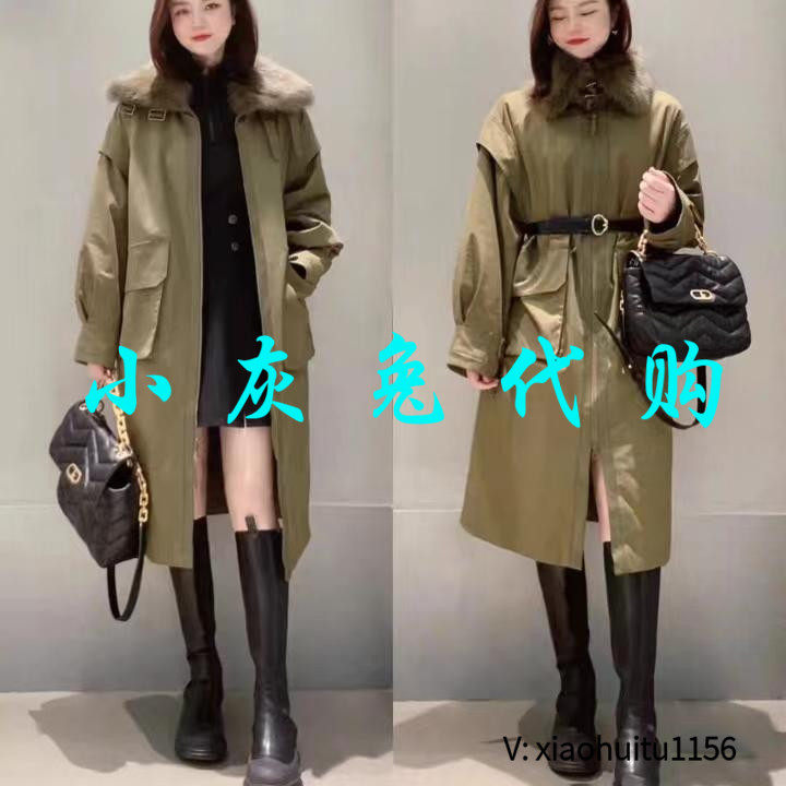 4折特卖 小灰兔专柜正品代购冬款长款皮草夹棉派克服风衣5400734