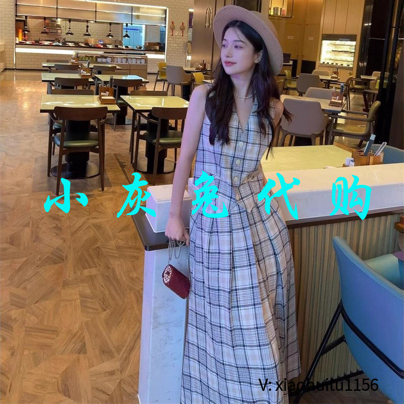 小灰兔专柜正品代购2026夏高腰伞裙格子裙1200375-4K15483-001