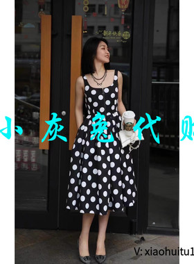 小灰兔专柜正品代购2025夏装圆点吊带连衣裙5500446-1S17411-001