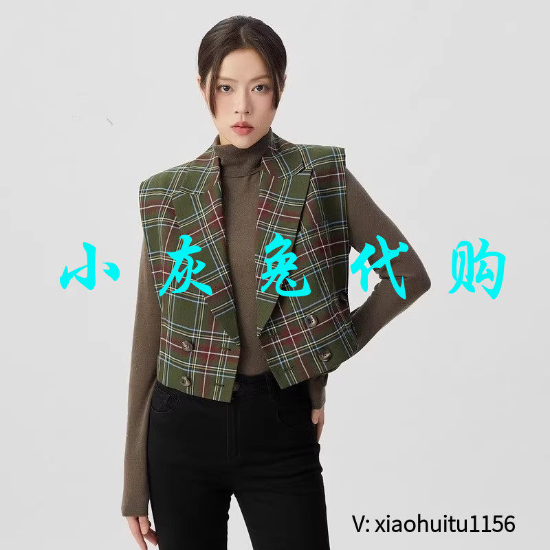 小灰兔专柜正品代购2026秋装新款短外套西装马甲上衣格子5400751