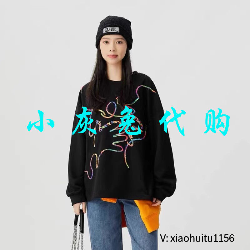 小灰兔专柜正品代购2026春加绒刺绣卫衣宽松1393009-42095DM-001