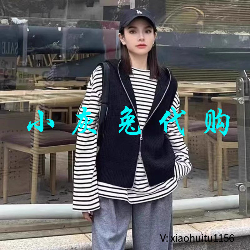 小灰兔专柜正品代购2026秋款针织连帽马甲女5499273-7T05811-005