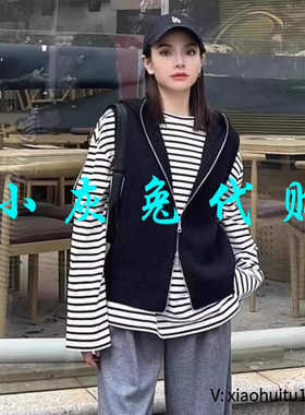 小灰兔专柜正品代购2025秋款针织连帽马甲女5499273-7T05811-005