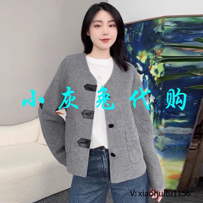 小灰兔专柜正品代购2026秋冬新款V领毛呢外套1400779-3025131-001