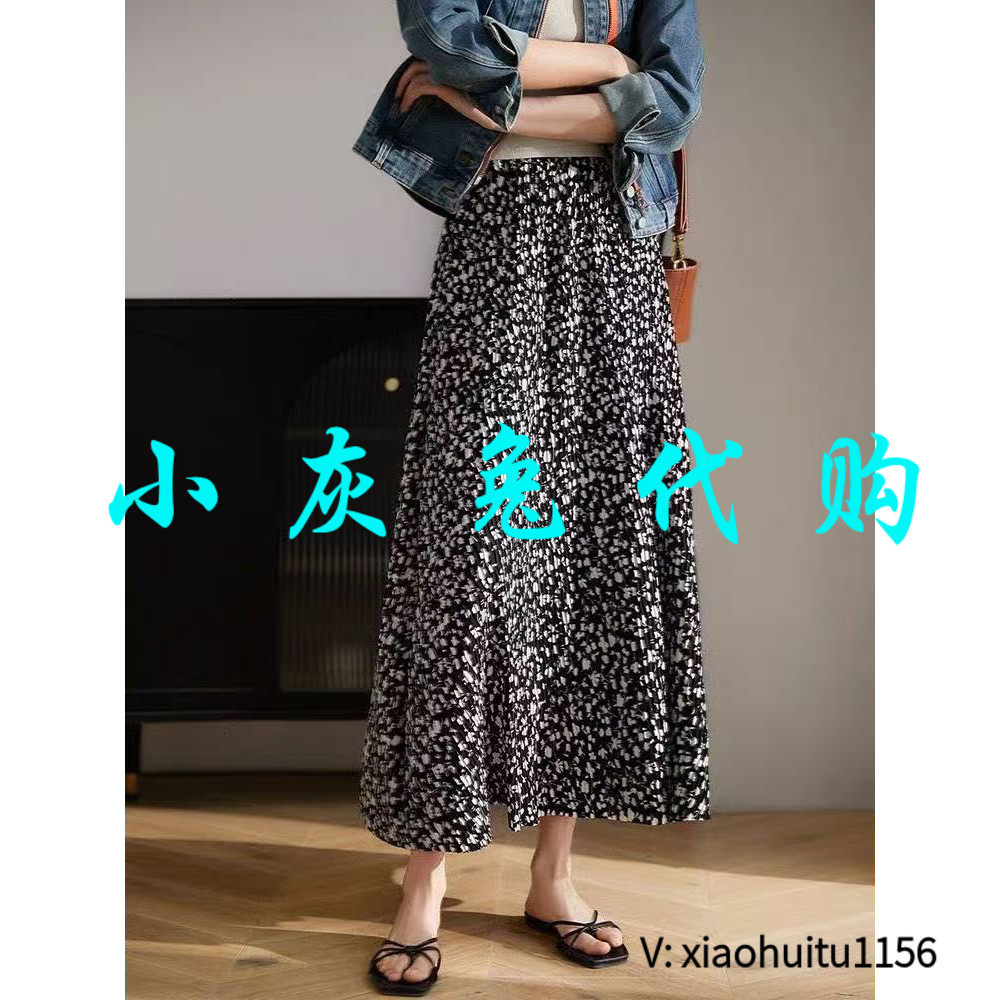 小灰兔专柜正品代购法式复古优雅度假风碎花中长款A字半身裙
