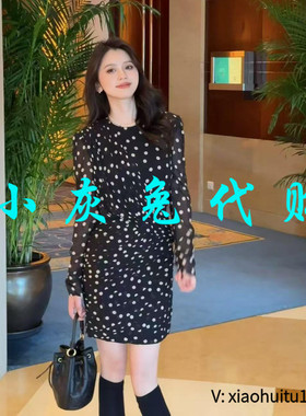 小灰兔专柜正品代购2025春波点不规则连衣裙1500492-1S20411-001