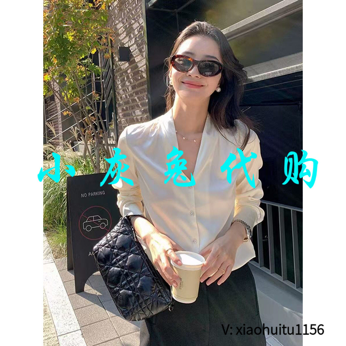 3折特卖 小灰兔专柜正品代购法式超好看V领长袖衬衫女装1307973