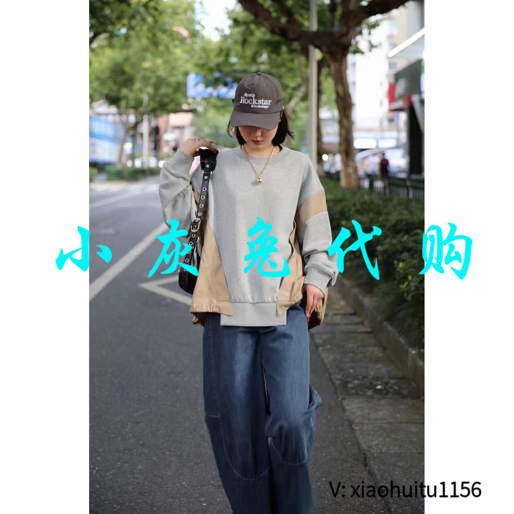 小灰兔专柜正品代购2026款拼色灰色卫衣圆领5300801-4240431-001
