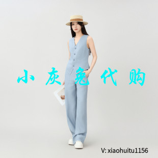 小灰兔专柜正品代购2026夏季新款亚麻休闲直筒长裤510052-2036572